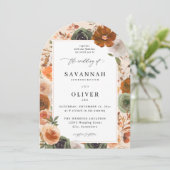 Green & Terra Cotta Floral Wedding S2 VLN- Arch Be Kaart (Staand voorkant)