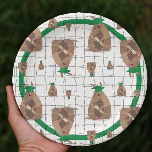 Green Texas Armadillo Afstuderen Papieren Bordje