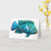 Green Texas Cichlid Greeting Card Kaart (Gele Bloem)