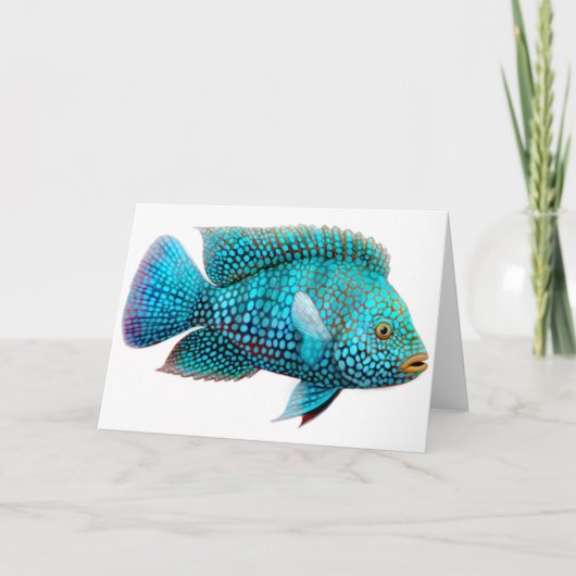 Green Texas Cichlid Greeting Card Kaart (Voorkant)