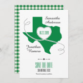 Green Texas Curling Ribbon Save the Date (Voorkant / Achterkant)