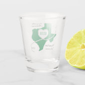 Green Texas Curling Ribbon Wedding Date Shot Glas (Achterkant)