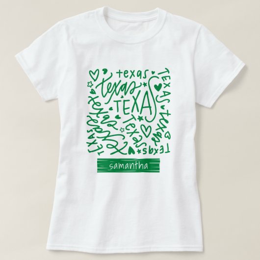 Green Texas Doodle Pattern T-shirt (Design voorkant)