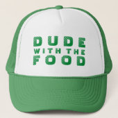 Green Text Design guy met voedsel Trucker Pet (Voorkant)