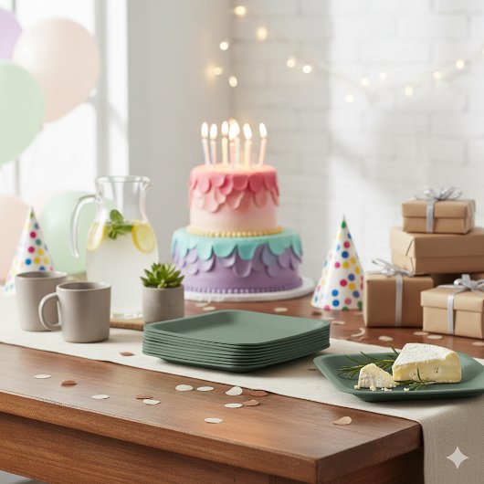 Green Textured 7" Square Paper Plate for Events Papieren Bordje