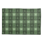 Green Textured Plaid And Fir Tree Shapes Christmas Kussensloop (Achterkant)