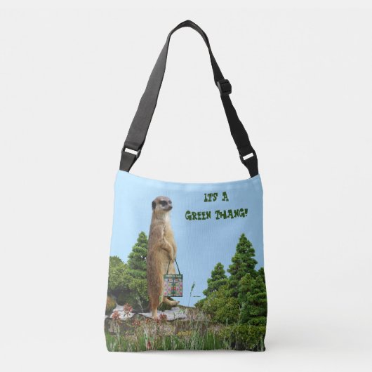 'Green Thang' Meerkat & Dragonfly (Afbeelding acht Crossbody Tas (Voorkant)