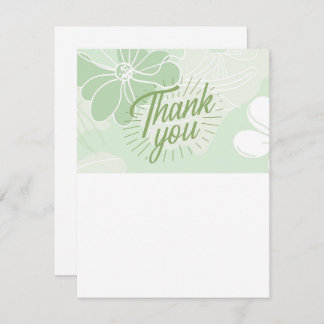 Green Thank You Note - Flat - Blank One Side Notitiekaartje