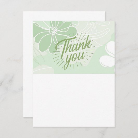 Green Thank You Note - Flat - Blank One Side Notitiekaartje (Voorkant / Achterkant)
