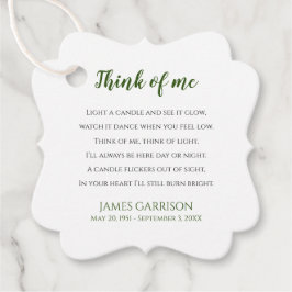 Green Think of Me Celebration of Life Candle Bedankjes Labels