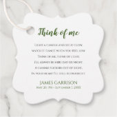 Green Think of Me Celebration of Life Candle Bedankjes Labels (Voorkant)
