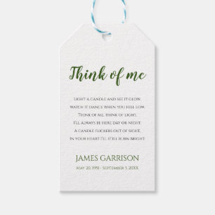 Green Think of Me Celebration of Life Candle Favor Cadeaulabel