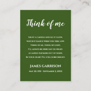 Green Think Of Me Gedicht Viering van het Leven Ka Plaatskaartje