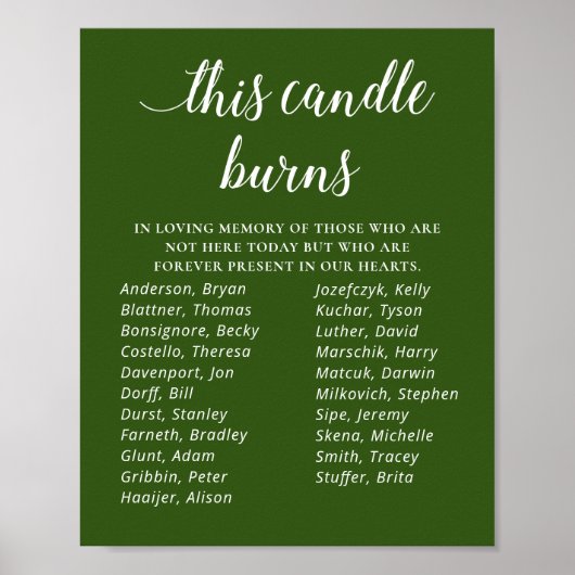 Green This Candle Burns Class Reunion Memorial Poster (Voorkant)