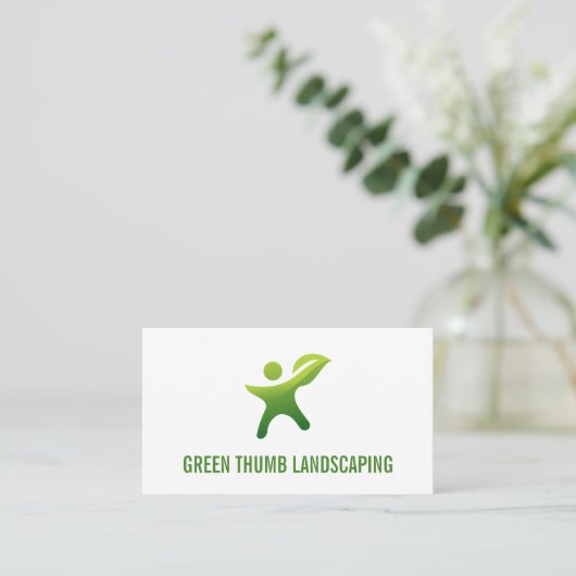 Green Thumb Leaf Logo Visitekaartje (Staand voorkant)