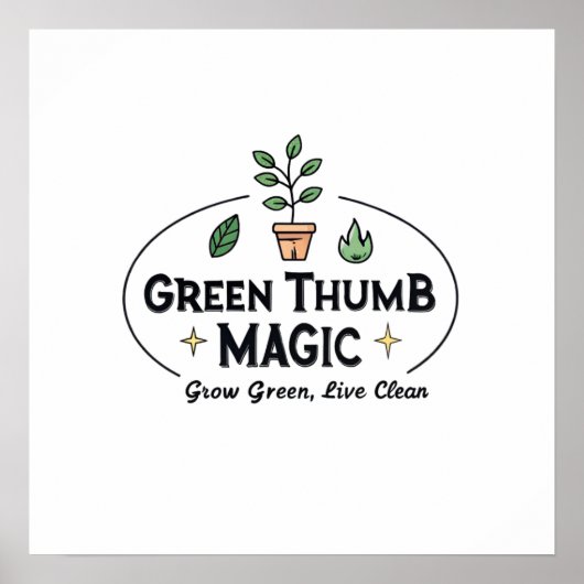 Green Thumb Magic | Urban Gardening T-Shirt Poster (Voorkant)