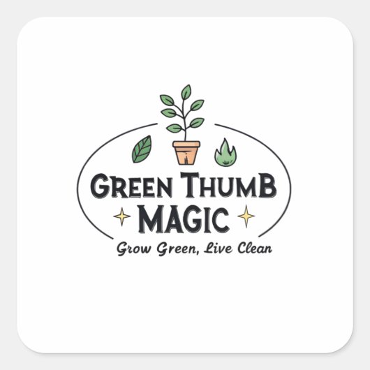 Green Thumb Magic | Urban Gardening T-Shirt Vierkante Sticker (Voorkant)