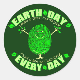 Green Thumb Print Environment Earth Day Sticker