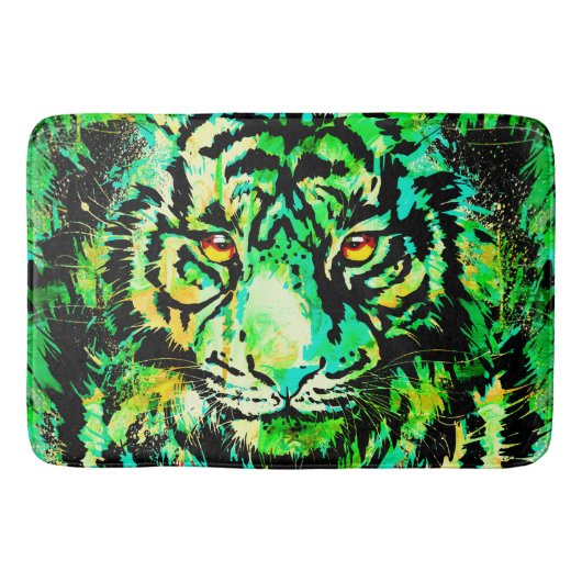 Green Tiger Bath Mat - Tiger Artwork - Wilde diere (Voorkant)