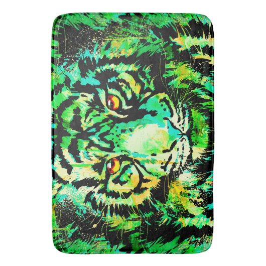 Green Tiger Bath Mat - Tiger Artwork - Wilde diere (Voorkant Verticaal)