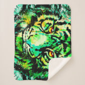 Green Tiger Head - Colorful Tiger Sherpa Blanket Sherpa Deken (Voorkant)