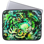 Green Tiger Head | Hogere laptophoes Laptop Sleeve (Voorkant)