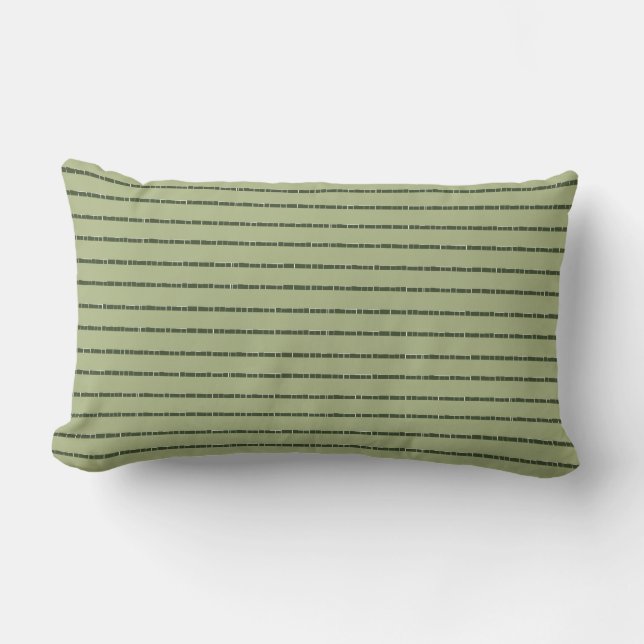 Green Tile Stripe Khaki Outdoor Lumbar Pillow Buitenkussen (Voorkant)
