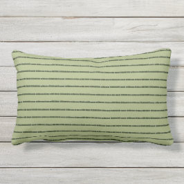 Green Tile Stripe Khaki Outdoor Lumbar Pillow Buitenkussen