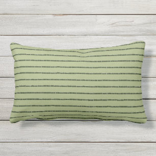 Green Tile Stripe Khaki Outdoor Lumbar Pillow Buitenkussen