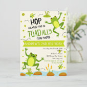 Green TOADally Fun Frog Kids Verjaardagsfeest Kaart (Staand voorkant)