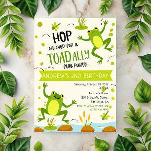 Green TOADally Fun Frog Kids Verjaardagsfeest Kaart