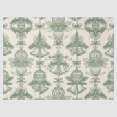 Green Toile Christmas Bells & Ornaments Pattern Tissuepapier (Voorkant)