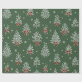 Green Toile Christmas Tree Pattern Cadeaupapier (Vlak)