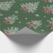 Green Toile Christmas Tree Pattern Cadeaupapier (Hoek)