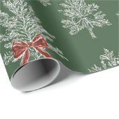 Green Toile Christmas Tree Pattern Cadeaupapier (Rol Hoek)