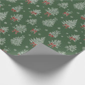 Green Toile Christmas Tree Pattern Cadeaupapier (Hoek)