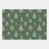 Green Toile Christmas Tree Pattern Inpakpapier Vel (Voorkant 2)