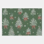 Green Toile Christmas Tree Pattern Inpakpapier Vel (Voorkant)