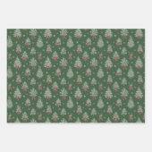 Green Toile Christmas Tree Pattern Inpakpapier Vel (Voorkant 2)