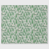 Green Toile Christmas Tree Scenery Cadeaupapier (Vlak)