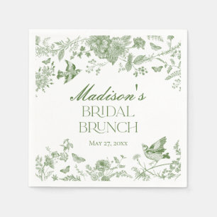 Green Toile De Jouy  Bloemen Bruids Brunch Servet