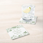 Green Toile De Jouy  Bloemen Huwelijk Kartonnen Onderzetters (Insitu)