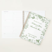 Green Toile De Jouy  Bloemen Huwelijk Planner (Display)