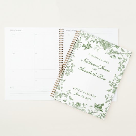 Green Toile De Jouy  Bloemen Huwelijk Planner (Display)