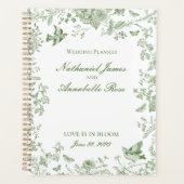 Green Toile De Jouy  Bloemen Huwelijk Planner (Voorkant)
