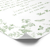 Green Toile de Jouy Dont Say Baby shower Game Poster (Hoek)