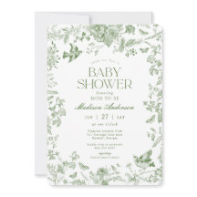 Green Toile De Jouy  Floral Baby shower