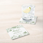 Green Toile De Jouy  Floral Baby shower Kartonnen Onderzetters (Insitu)