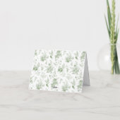 Green Toile de Jouy Floral Dank u kaart (Achterkant)