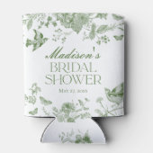 Green Toile De Jouy Floral Vrijgezellenfeest Blikjeskoeler (Achterkant)